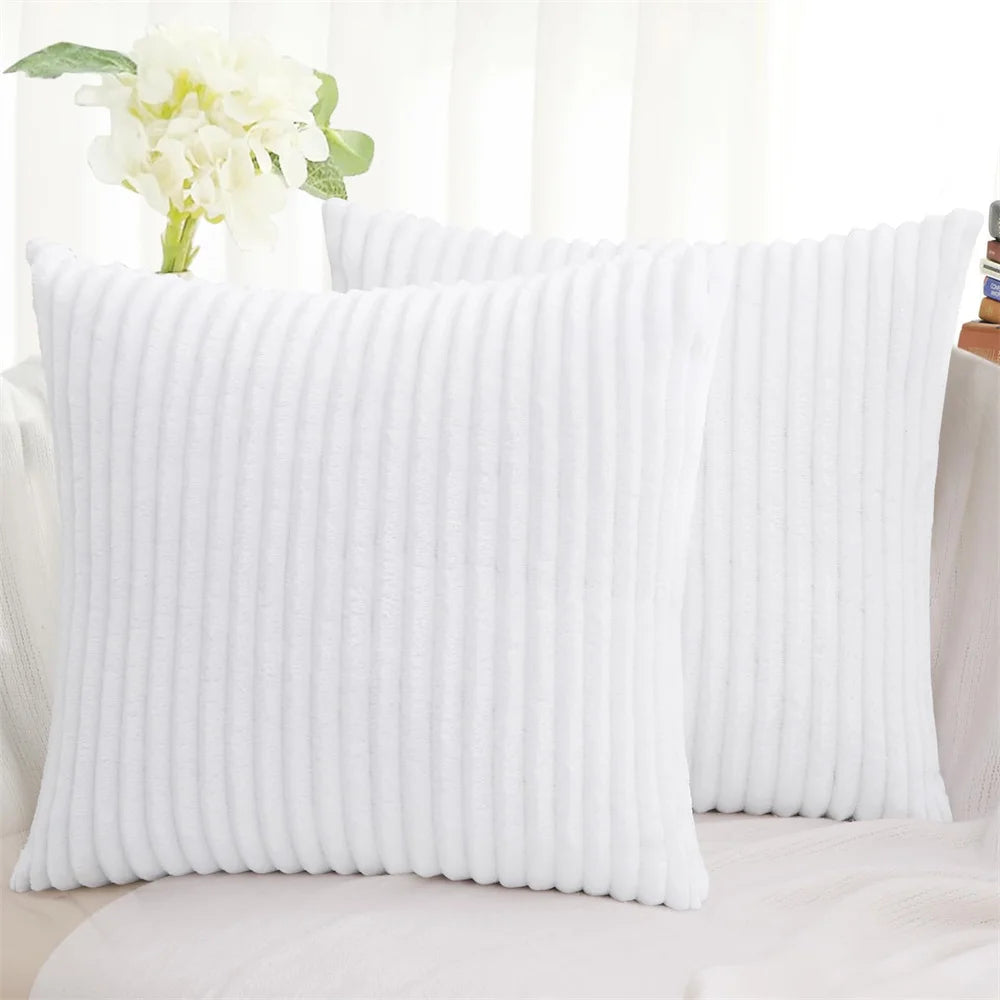 Olanly Corduroy Cushion Cover 45X45 Soft Fluffy Strip Pillow Cover 50X50 Luxury Decorative Home Pillow Case for Sofa Living Room