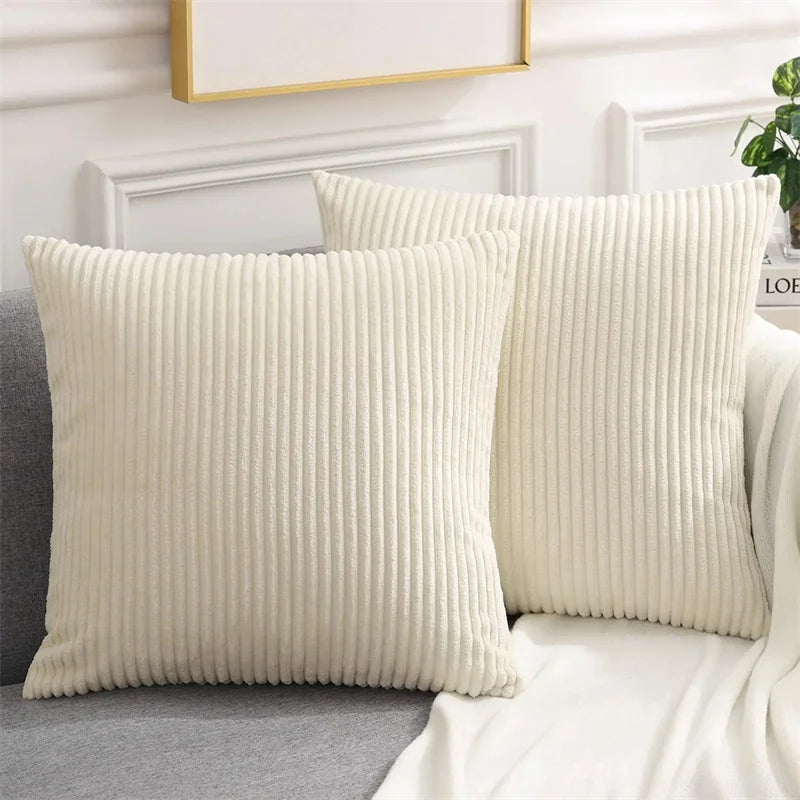 Olanly Corduroy Cushion Cover 45X45 Soft Fluffy Strip Pillow Cover 50X50 Luxury Decorative Home Pillow Case for Sofa Living Room
