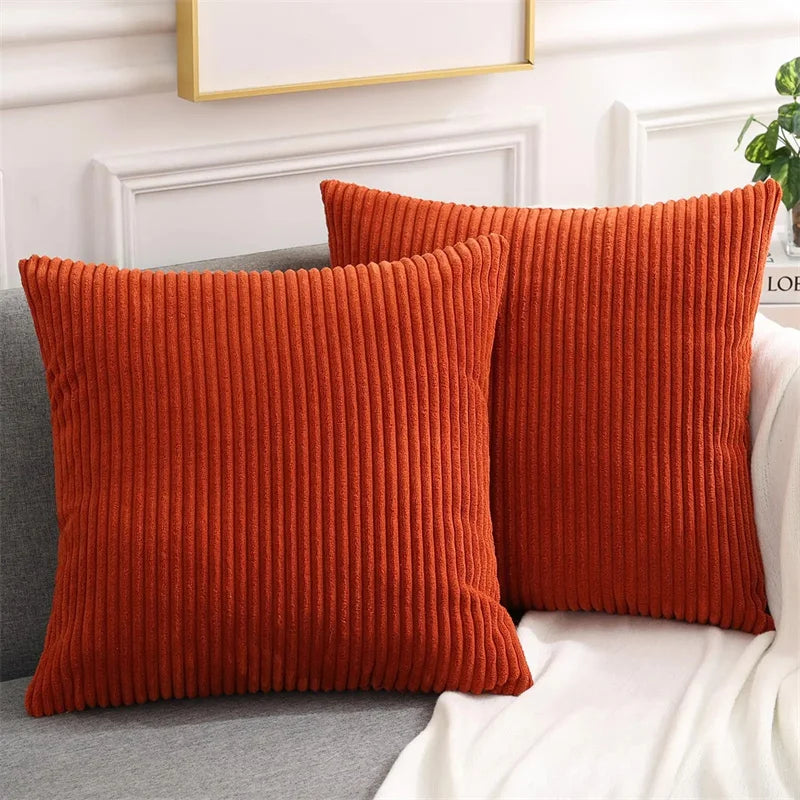 Olanly Corduroy Cushion Cover 45X45 Soft Fluffy Strip Pillow Cover 50X50 Luxury Decorative Home Pillow Case for Sofa Living Room