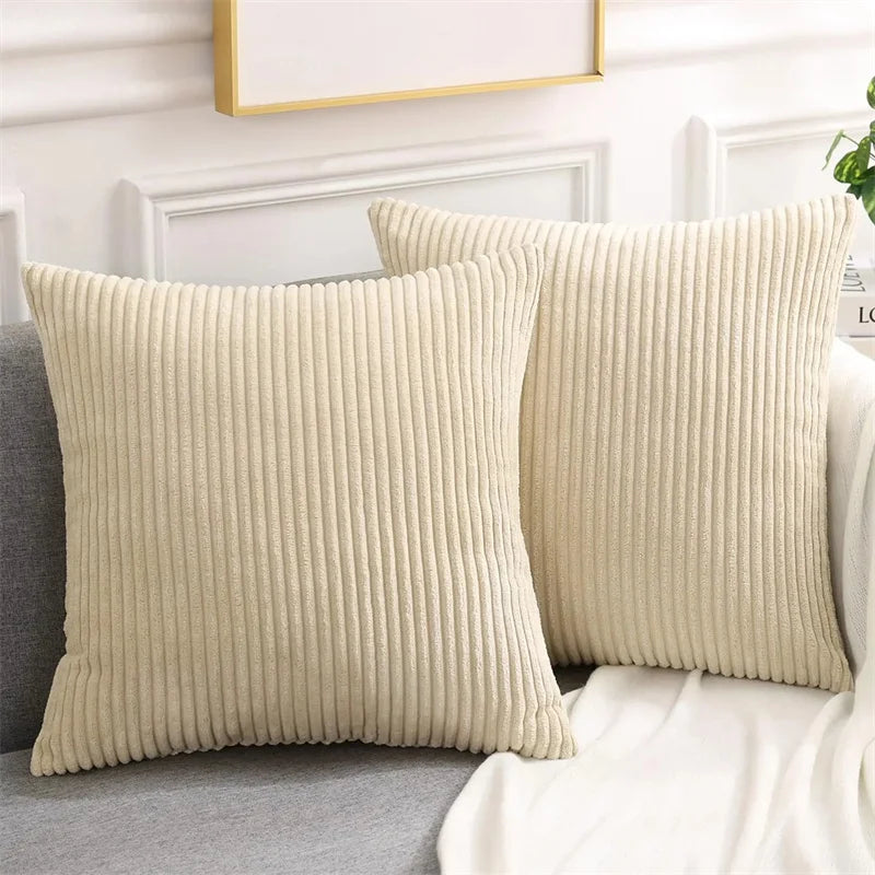 Olanly Corduroy Cushion Cover 45X45 Soft Fluffy Strip Pillow Cover 50X50 Luxury Decorative Home Pillow Case for Sofa Living Room