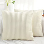 Olanly Corduroy Cushion Cover 45X45 Soft Fluffy Strip Pillow Cover 50X50 Luxury Decorative Home Pillow Case for Sofa Living Room