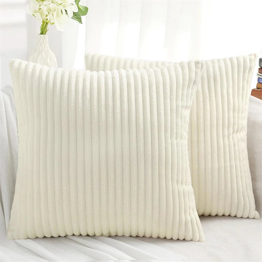 Olanly Corduroy Cushion Cover 45X45 Soft Fluffy Strip Pillow Cover 50X50 Luxury Decorative Home Pillow Case for Sofa Living Room